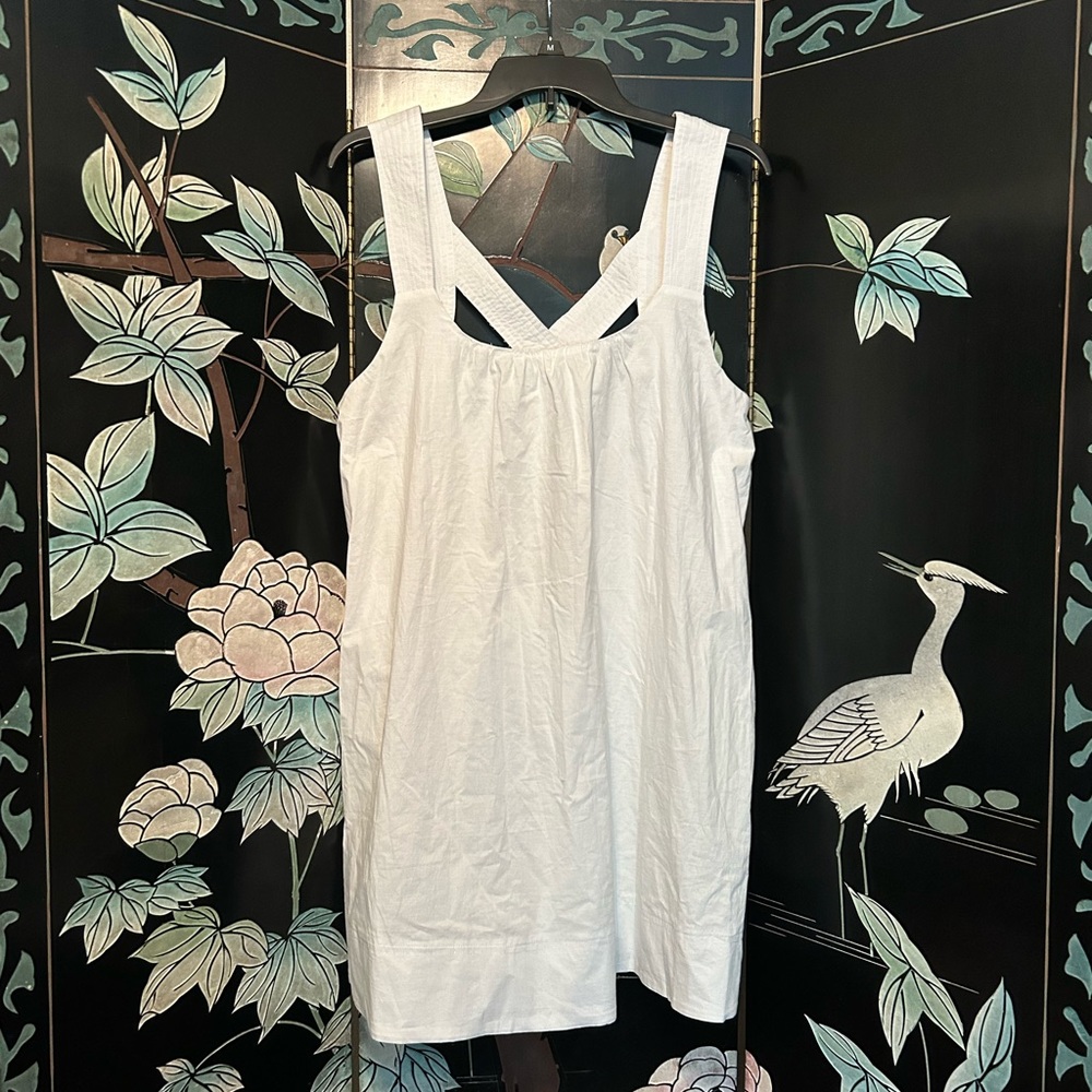 New In White Shift Dress Women Sz M Crisscross Wide Straps Lined Adult New NWT